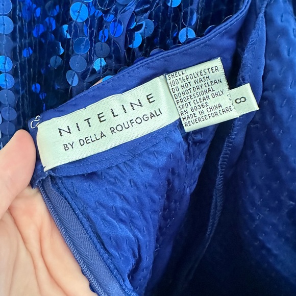 Vintage Blue Open Back Sequin Dress - Picture 3 of 7